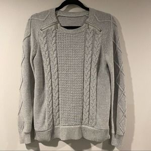 Michael Kors Sweater Braided Cable Knit Gray Silver Hardware Zipper Women’s S